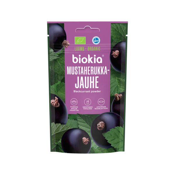 Schwarze Johannisbeere Pulverbeutel 30 g, Vorderansicht.